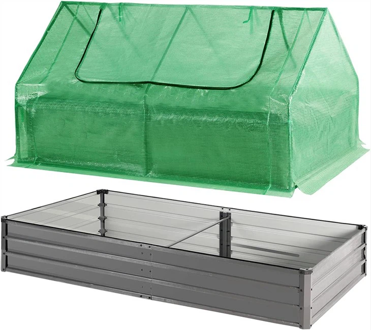 Horganyzott emelt kerti ágy huzattal